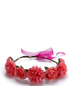 Bridal Party Festival Flower Headband HN320063 DARK PINK